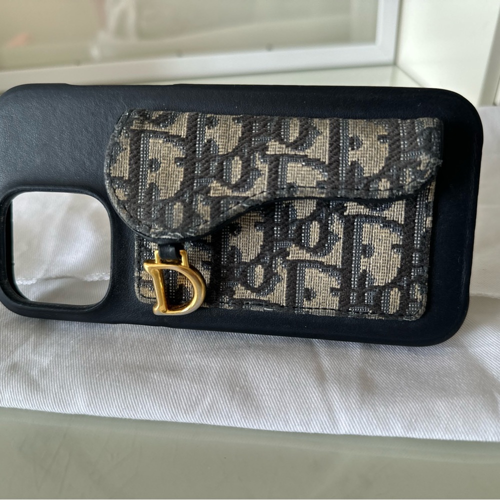 Dior Saddle iPhone 14 Pro Max Case - Blue Oblique Jacquard